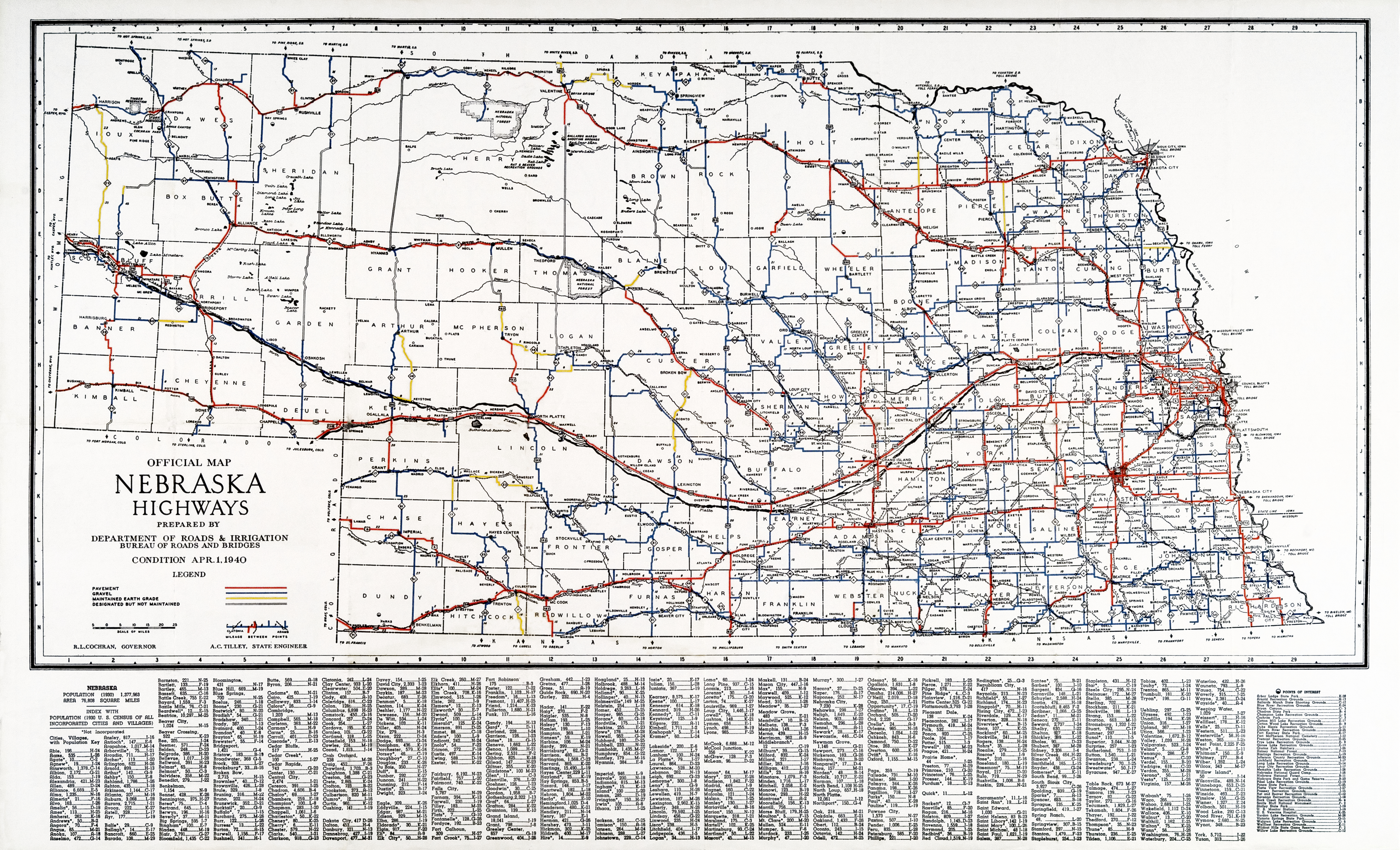 highway map of nebraska File Official Map Nebraska State Highway System 1940 Png highway map of nebraska