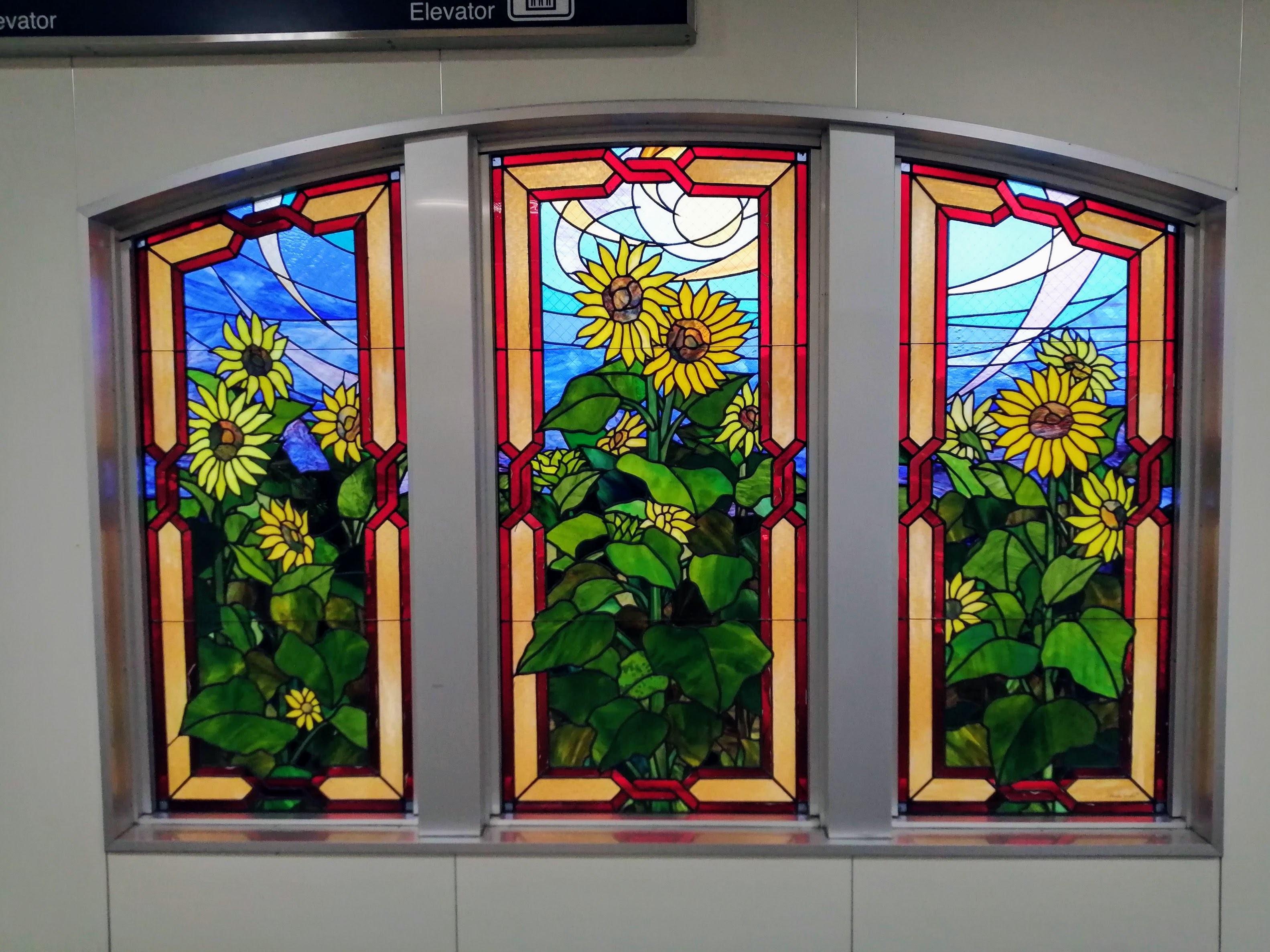 Sunflowers Stained Glass by Vitree, Designer Italian Stained Glasses