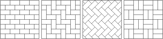 Four tessellations used in laying brick sidewalks