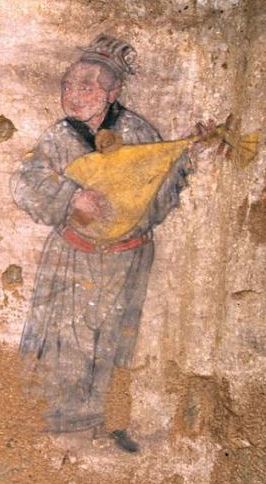File:Yüen Dynasty Mural Painting of a Man Playing the Pipa.jpg