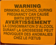 File:Alcohol warning label on alcohol containers in Yukon prior to the intervention, 2.3x2.8cm.png