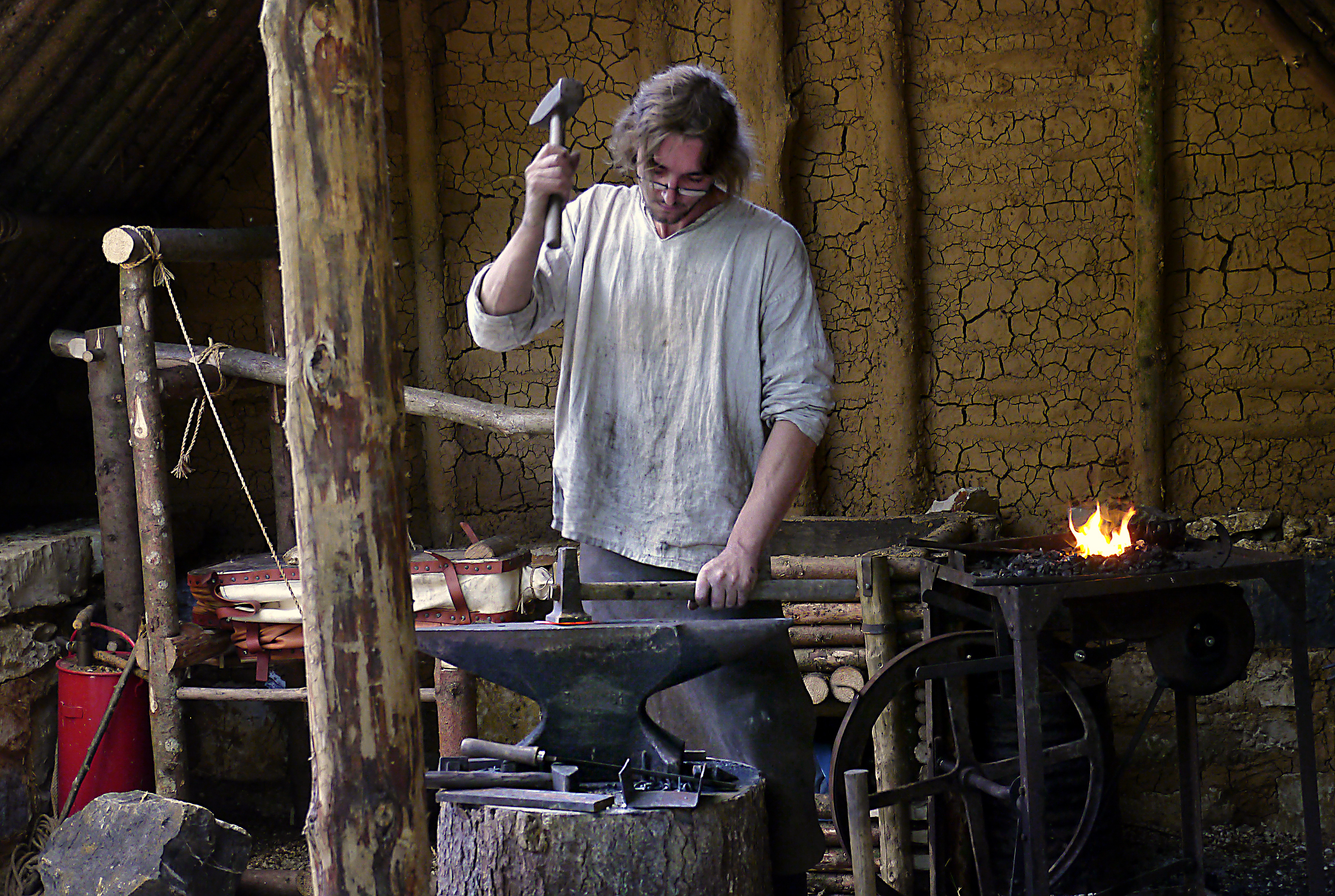 File:Blacksmith at the medieval reconstruction side Camous Galli ...