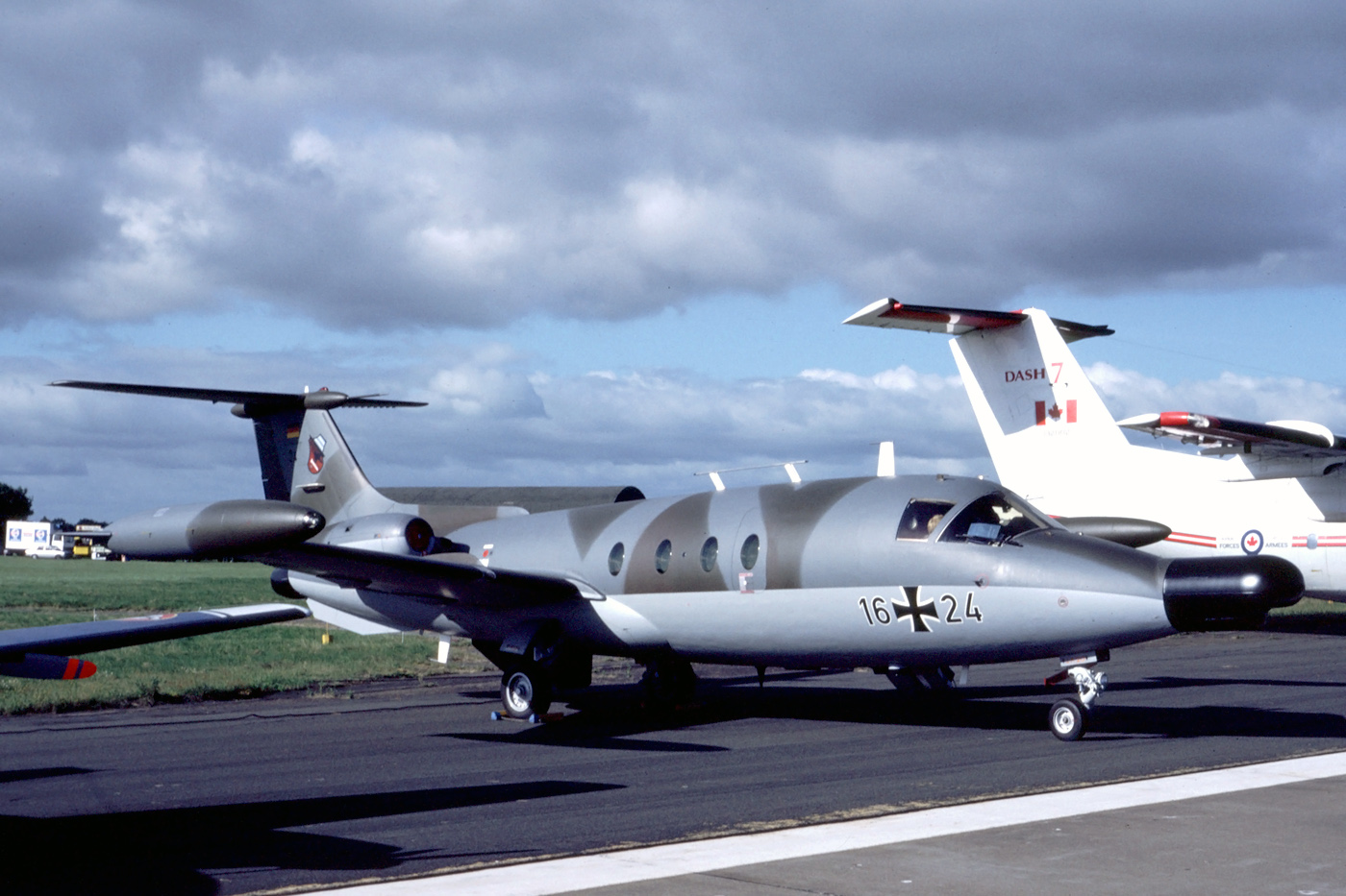 HansaJet ECM (18971245136).jpg Marineflieger Open Day, Schleswig-Jagel, 7 July 1985. The HFB320 ECM's were operated by JBG32 at Lechfeld until