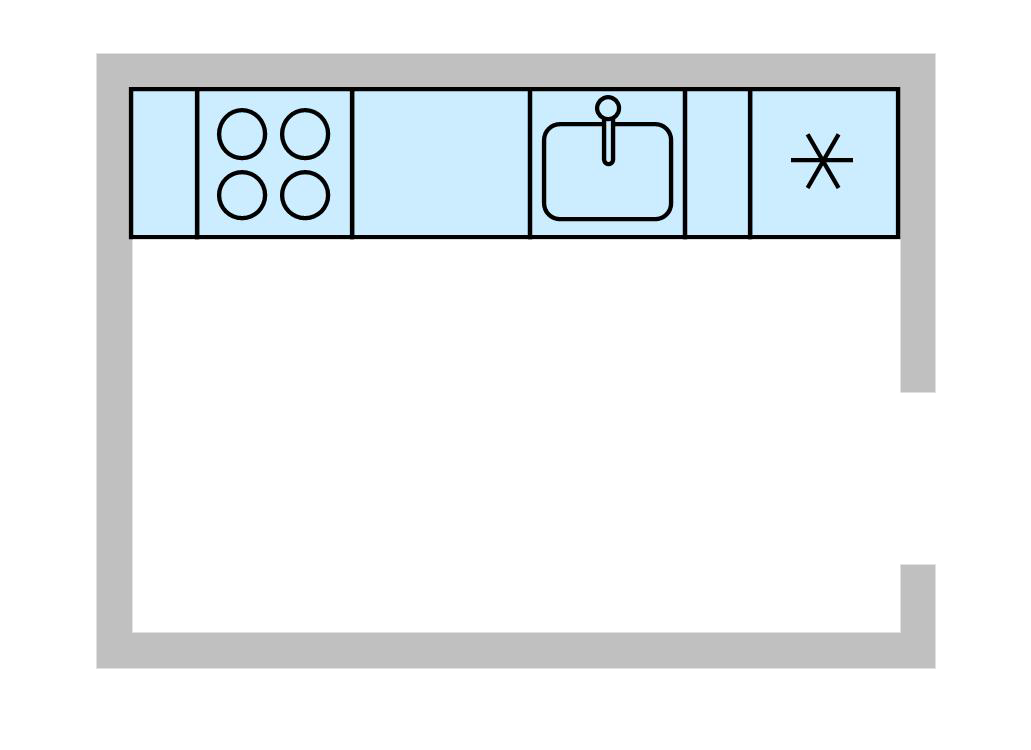 Эскиз линейной кухни