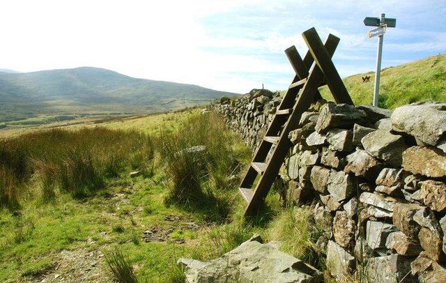 Stile and drystone wall at Fofanny Dam - geograph.org.uk - 971893