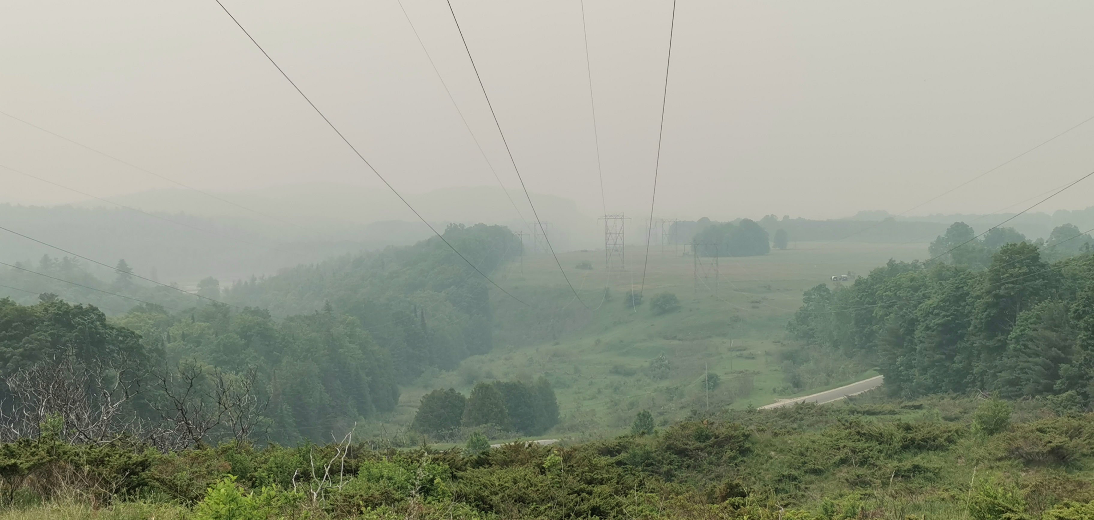 The smoke from wildfires has led to hazy sky conditions, here as seen near Ottawa.