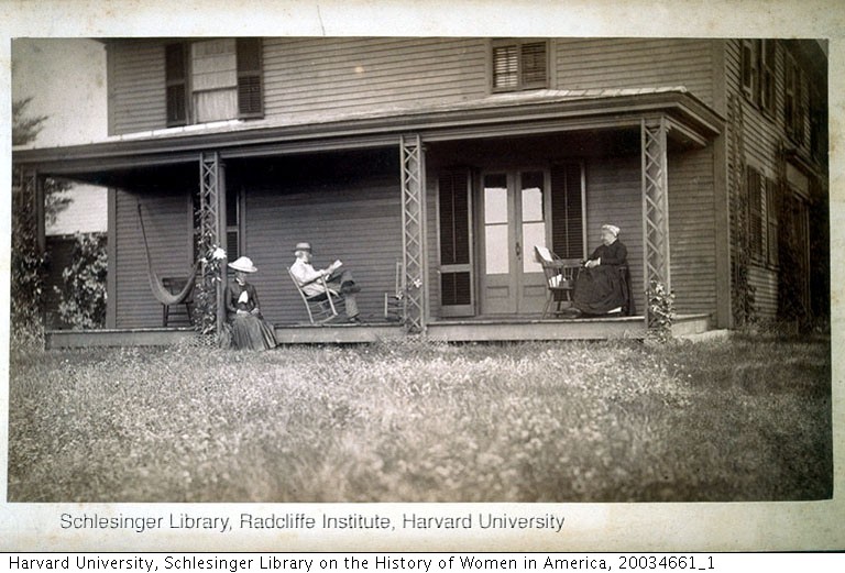 File:Charles, Elizabeth and Mary Lee Ware seated on the porch of a   - Wikimedia Commons