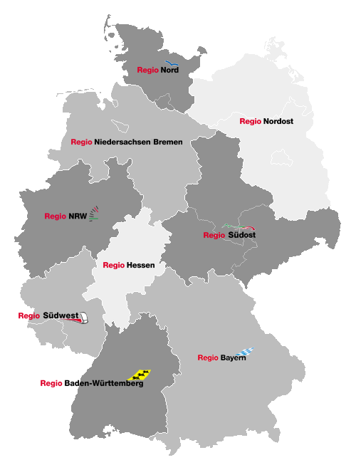 Regionale indeling van DB Regio in 2002