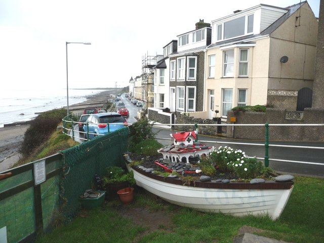 File:Flower- and pebble-filled boat in a memorial garden, on Criccieth cliff-top - geograph.org.uk - 1601972.jpg