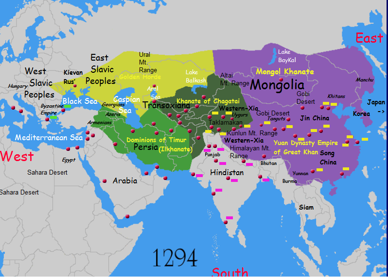 mongol empire map khanates