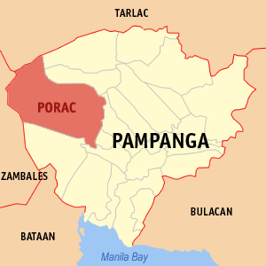 Mapa han Pampanga nga nagpapakita kon hain nahamutang an Porac