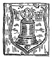 Томас Хэтчтің құйма мөрі, екі жағында Т және Н бас әріптері бар қоңырау жазылған қалқан бейнеленген