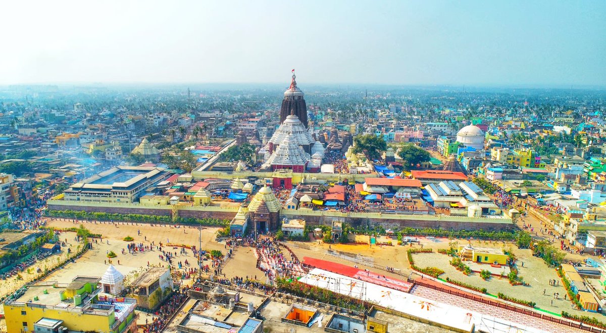Bird's Eye view of one of the four Char Dhams, The Jagannath Temple at Puri, Odisha built using the Kalinga Architecture.