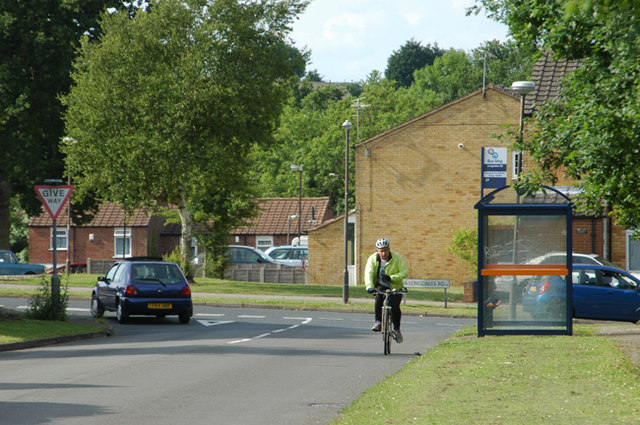 File:Bus stop and cyclist near Longsdale Rd - geograph.org.uk - 1374624.jpg