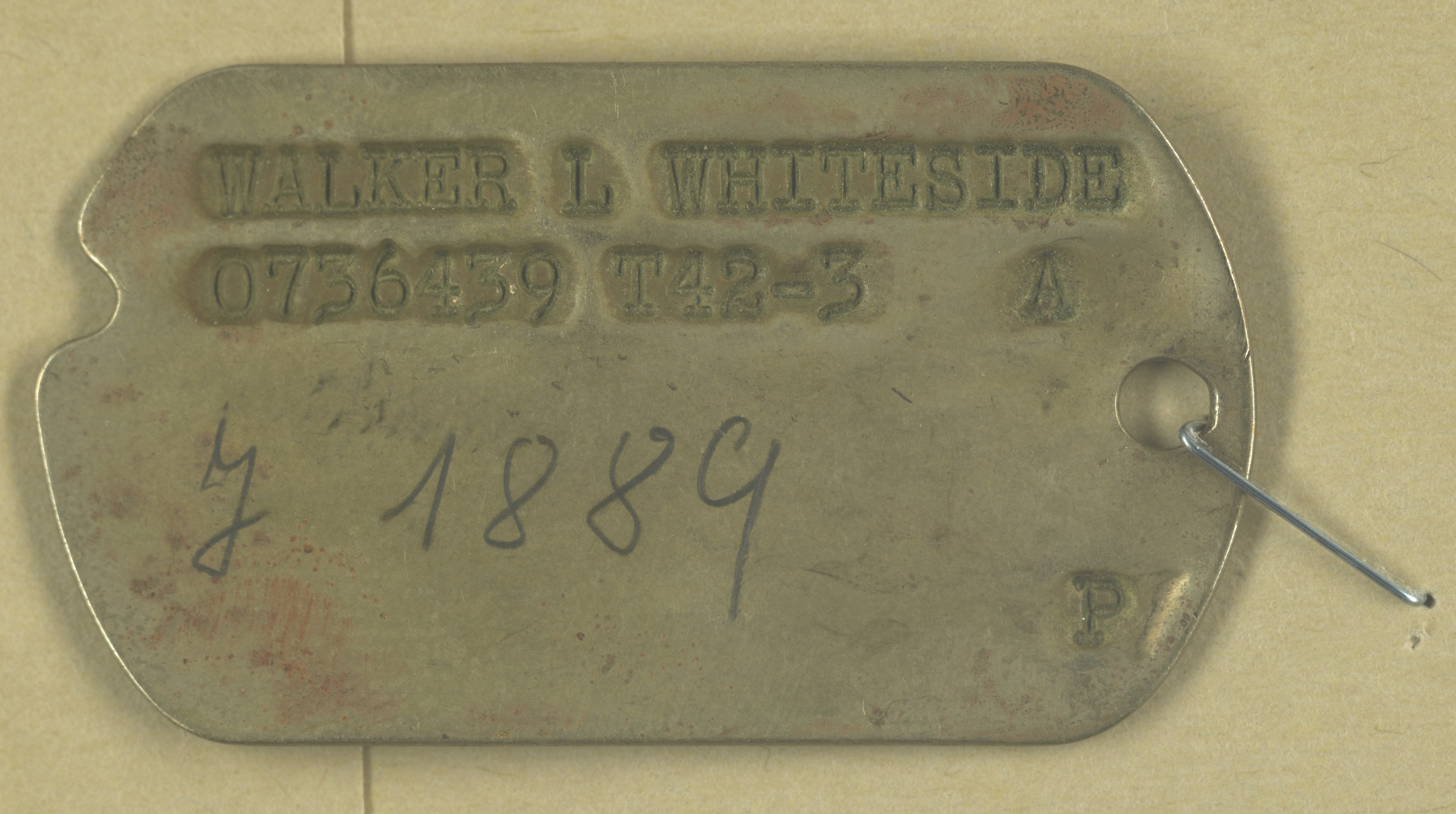1889 словами. Military ID tag.