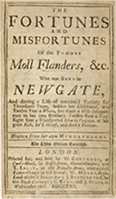 Moll Flandersin kansilehti vuodelta 1722.
