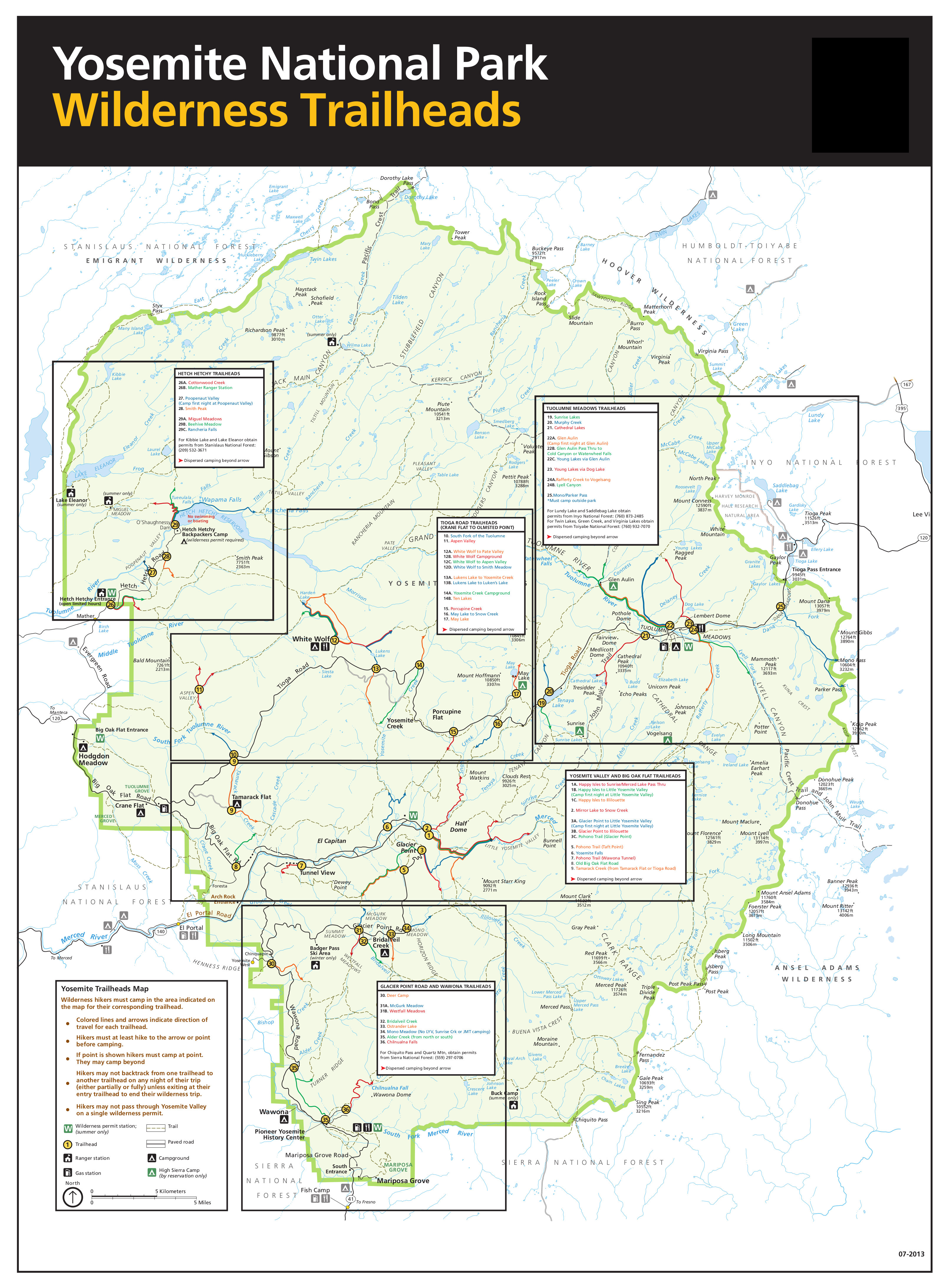 Yosemite Wilderness Trailhead Map File:nps Yosemite-Trailhead-Map.jpg - Wikimedia Commons