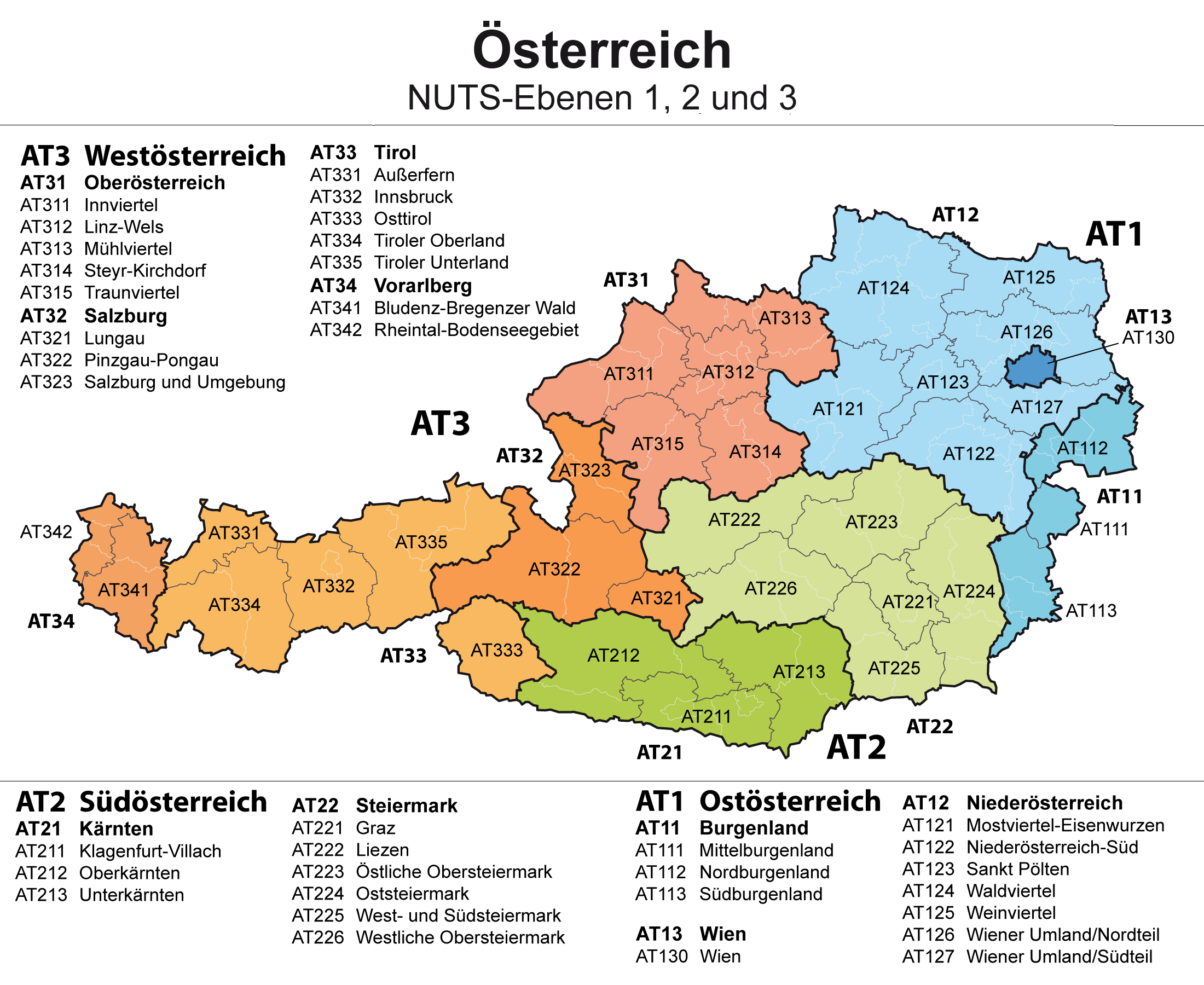 Österreich Karte mit Regionen & Landkarten mit Provinzen