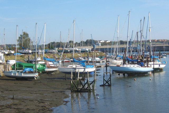 Boats moored at the mouth of Belstead Brook into the Orwell - geograph.org.uk - 1001630