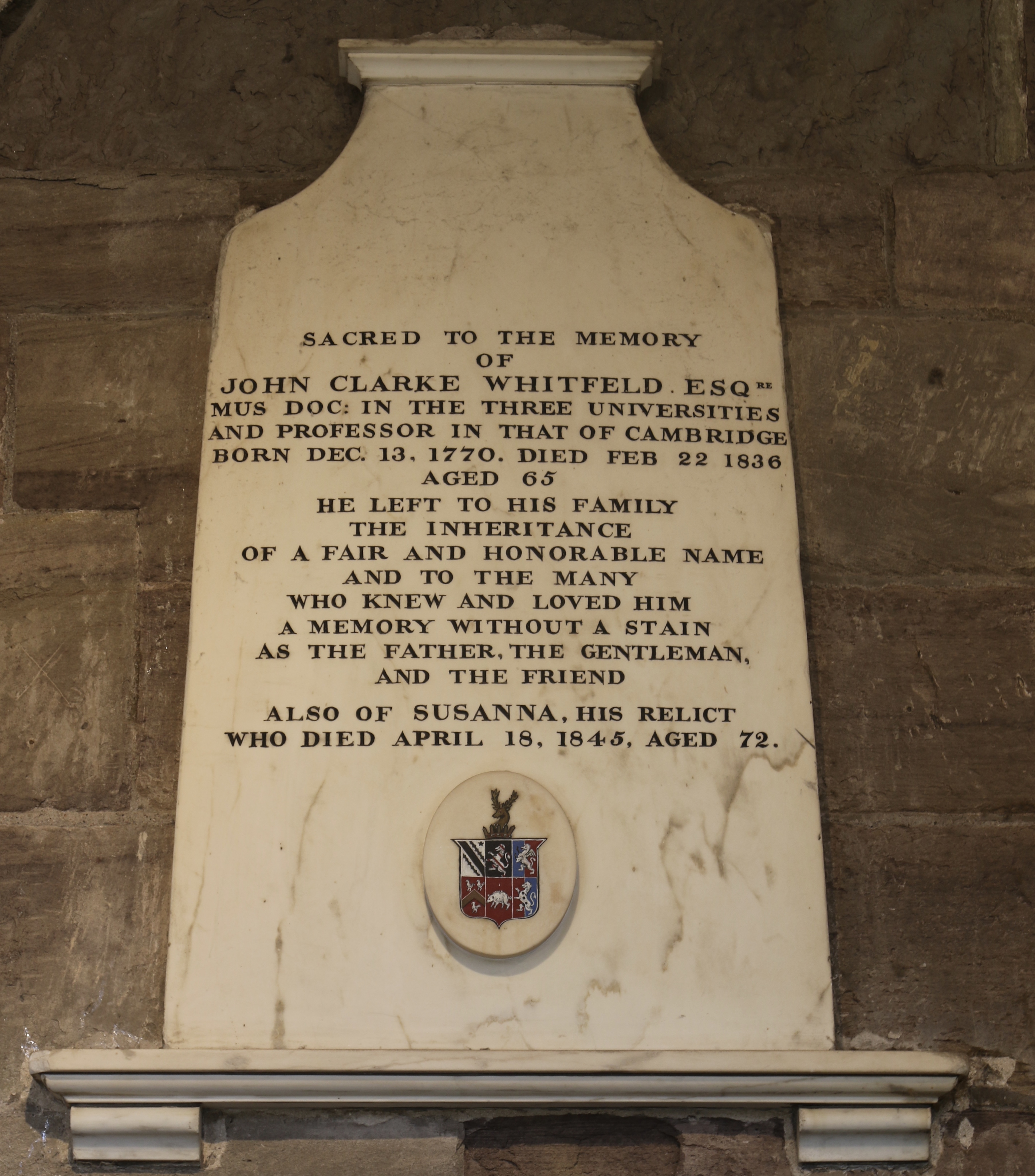 Memorial in the cloister of [[Hereford Cathedral