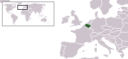 Geografisk plassering av Belgia
