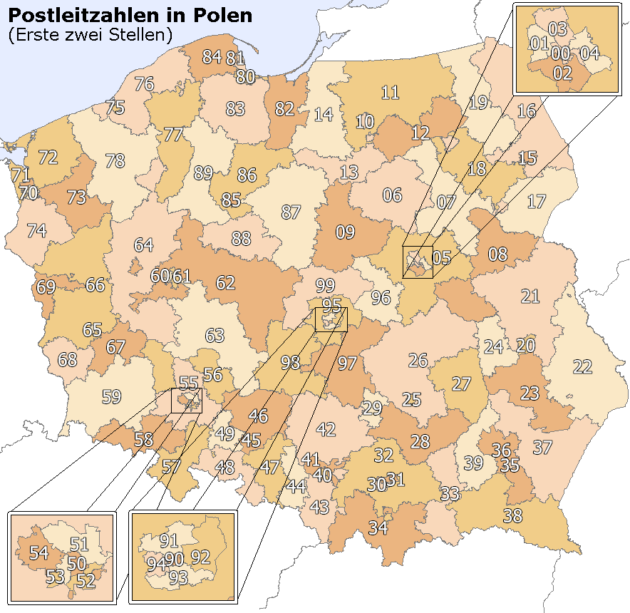 plz karte polen Postleitzahl Polen Wikipedia plz karte polen