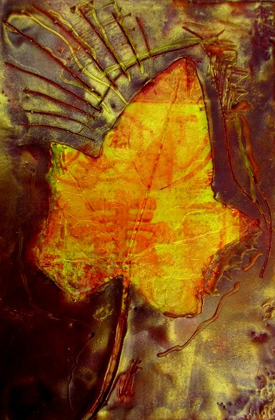 File:Autumn Leaf encaustic painting by Mitzi Humphrey.png