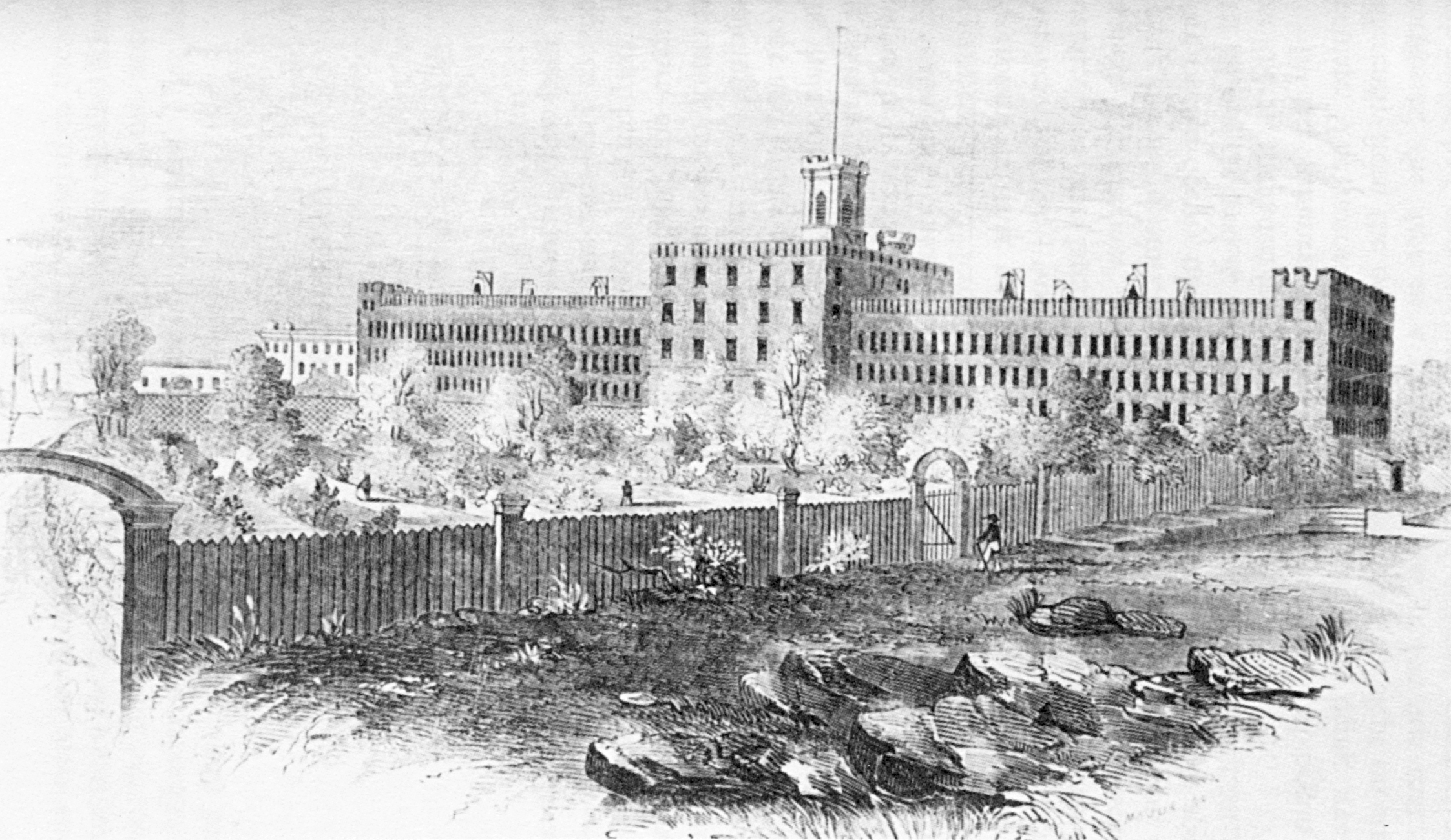 Prisión de Blackwell's Island en 1853, donde Emma Goldman estuvo de 1893 a 1894.