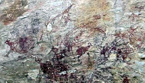 Tambun rock art, 2000 years old, in Ipoh, Perak, Malaysia.
