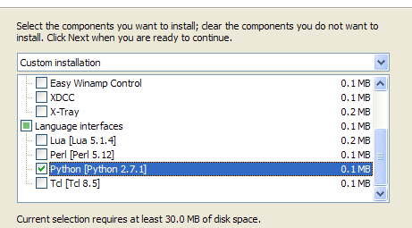 Windows的安裝過程中需選擇加載Python支持