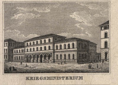 Bayerisches Kriegsministerium in München im Jahr 1832 (erbaut 1822)