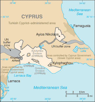 Map of Dhekelia, Eastern Sovereign Base Area, BFPOs 58 & 59