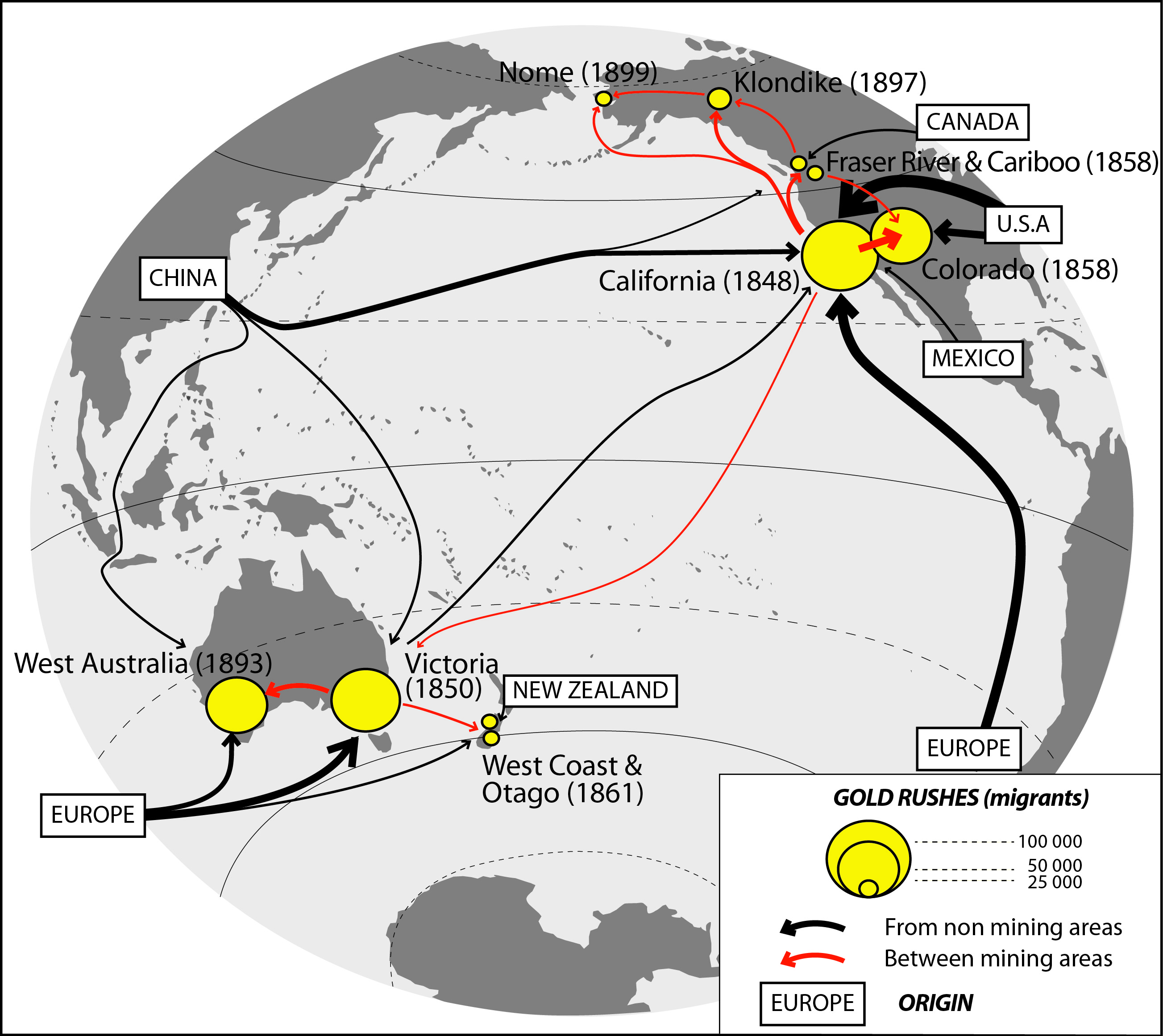 gold rush migration map