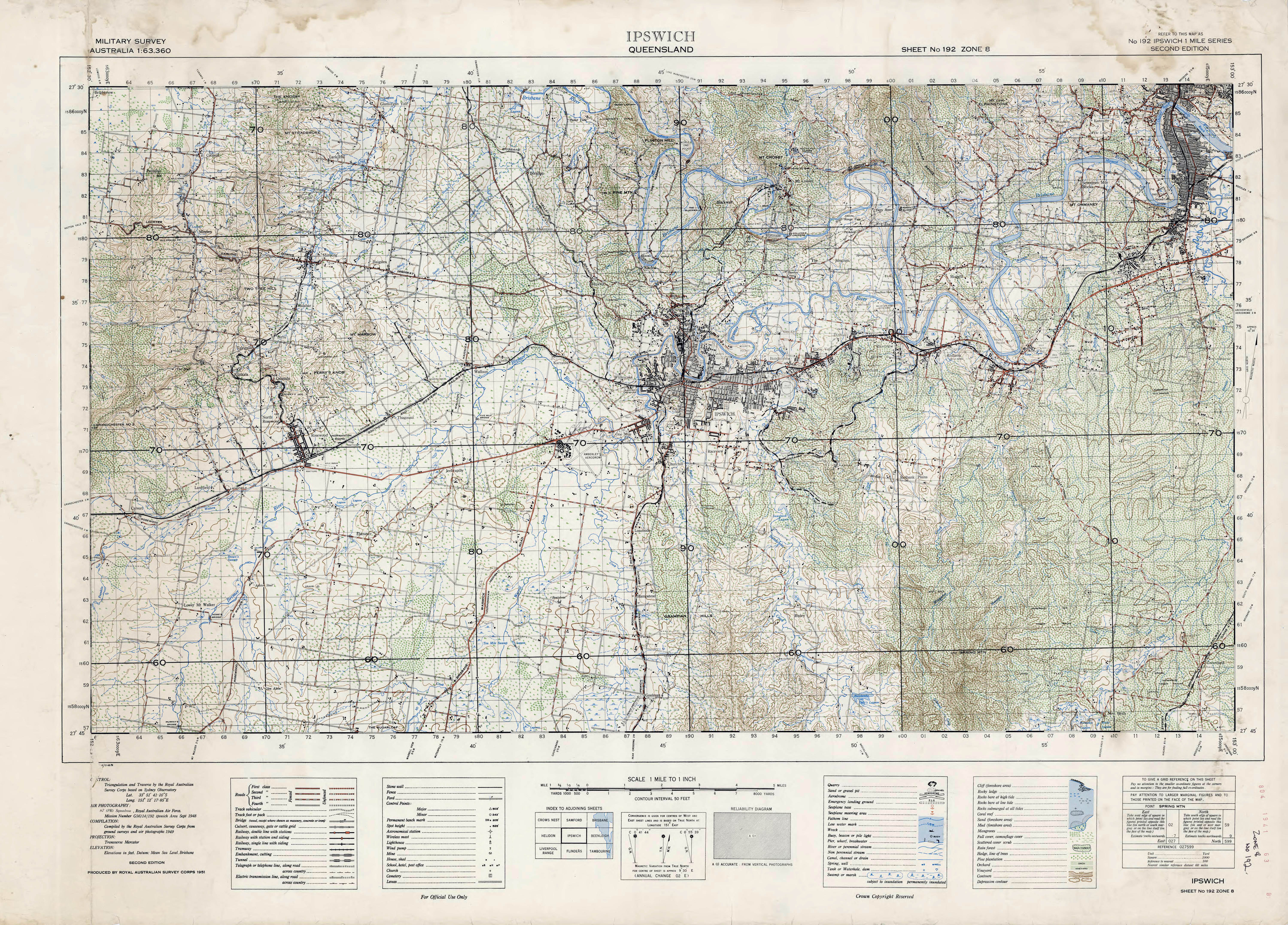 map of ipswich qld File Ipswich Queensland Topographic Map 1 63360 1951 Jpg map of ipswich qld