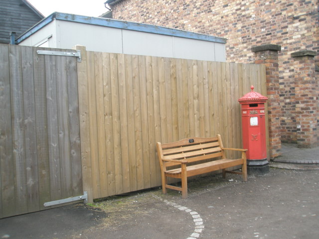 File:Seat by the postbox at Blists Hill Open Air Museum - geograph.org.uk - 1455984.jpg
