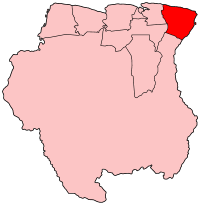 Map of Suriname showing Marowijne district