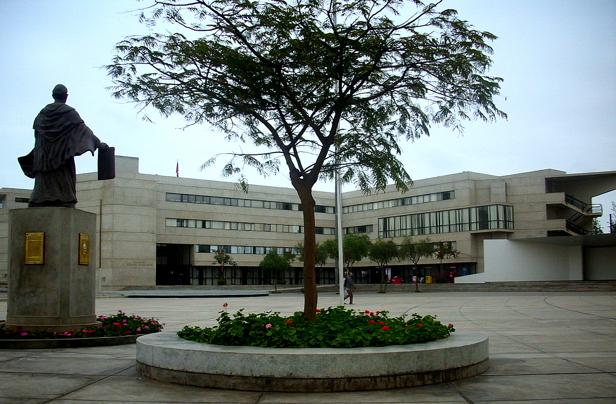 View of the National University of San Marcos, a public research university in Lima, capital of Peru. Jorge Basadre building, used for administrative functions