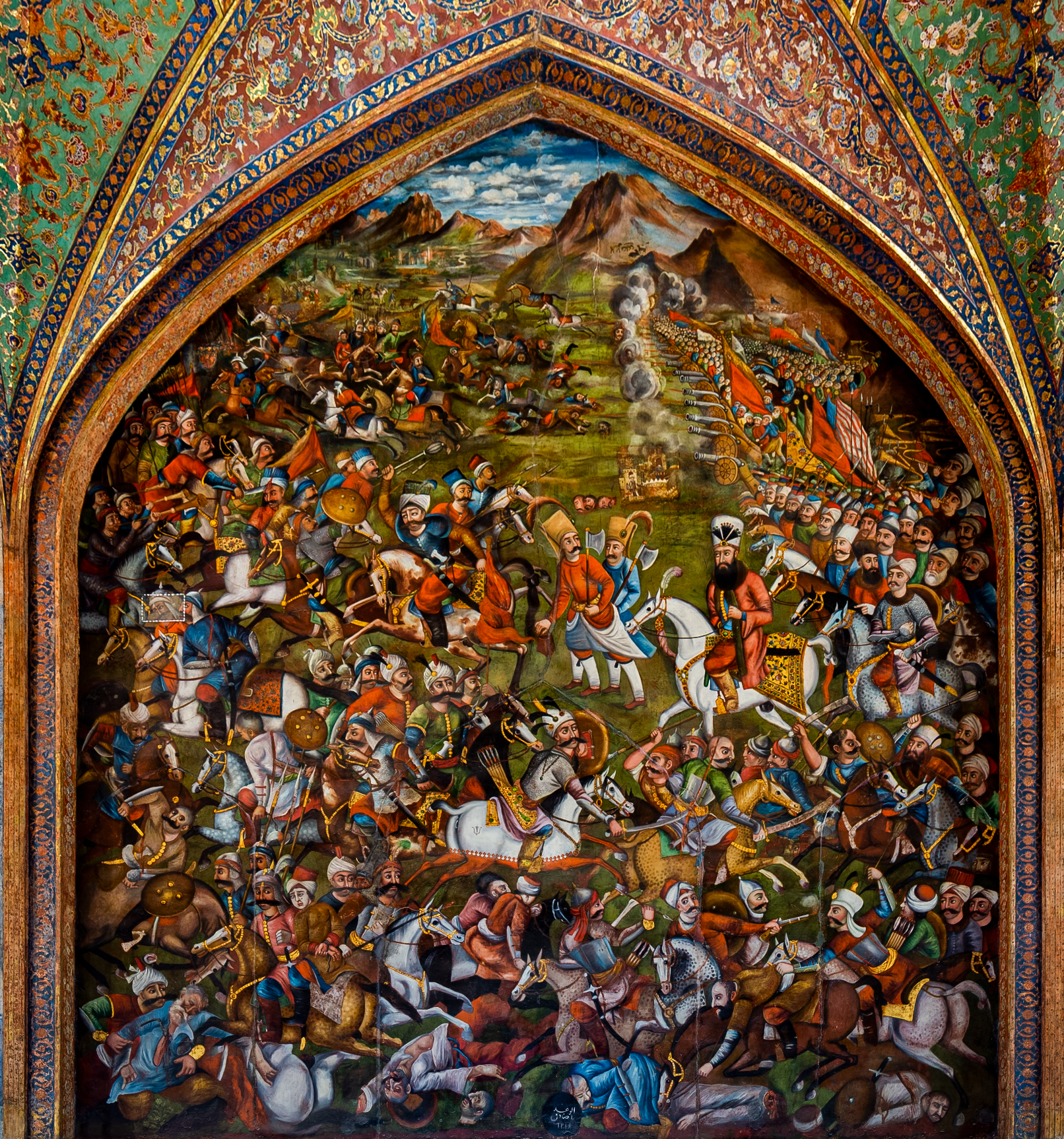 جنگ چالدران - تصویر بر دیواره کاخ چهل ستون اصفهان