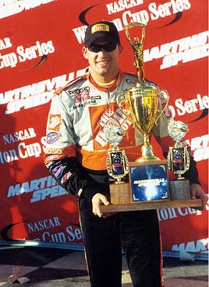 Stewart celebrates his 2000 NAPA Autocare 500 win