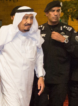 King Salman with his personal bodyguard Major General Abdul Aziz al-Faghm.jpg