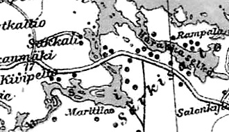 Земли деревни Сяркисало на финской карте 1923 года
