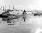 Portside view of Tinosa (SS-283), probably laid up in the Pacific Reserve Fleet, Mare Island Group, after she was decommissioned, 2 December 1953. Ss-283 1953.gif