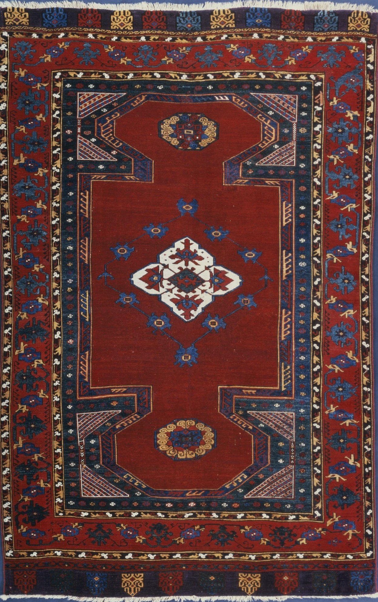 Afghan Carpet 80 x 150 Hand Knotted Red Geometric Orient Short Piece Living Room b 