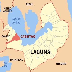 Mapa han Laguna nga nagpapakita kon hain nahimutang an Cabuyao