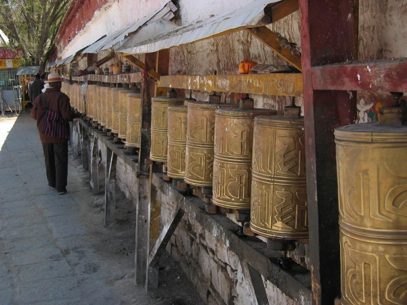 File:Prayer wheels in Samye.jpg