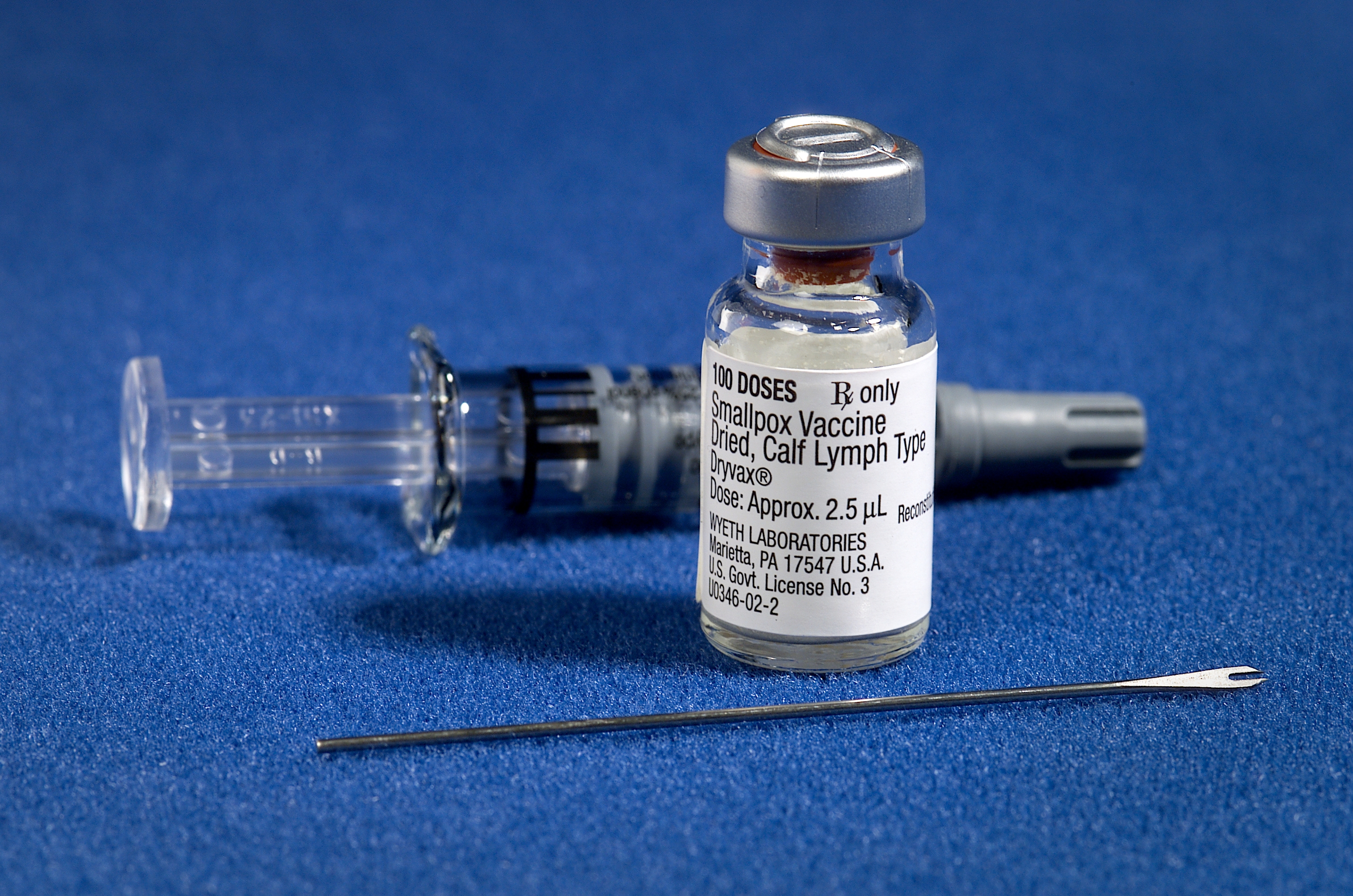 Small pox vaccine bottle and needle