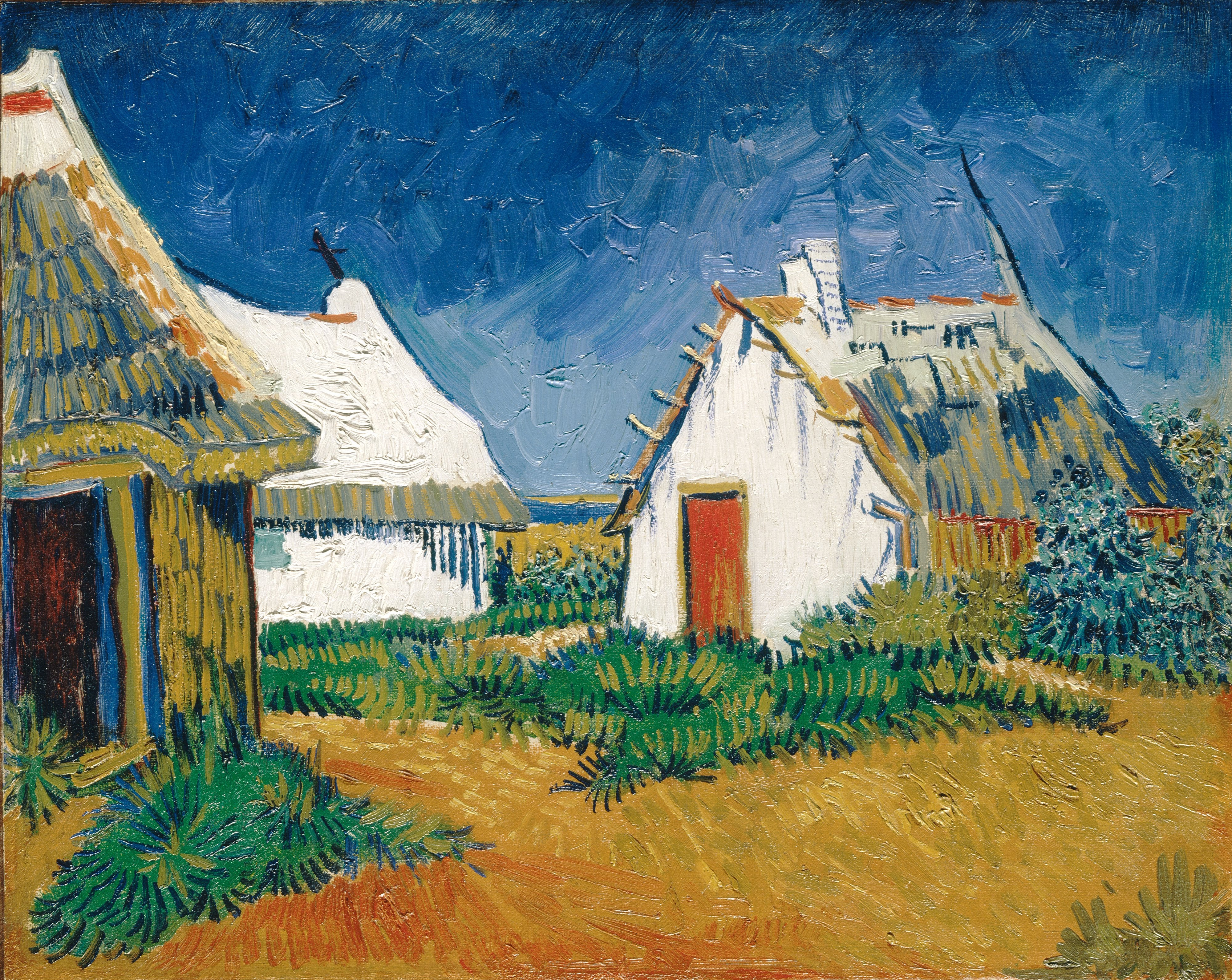 File Van Gogh Drei Weisse Hutten In Saintes Maries Jpeg Wikimedia Commons