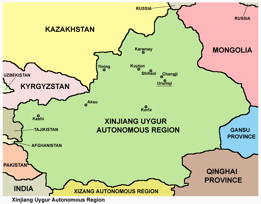 Карта синьцзян уйгурского района