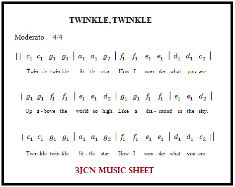 9 The melody of Twinkle, Twinkle, Little Star with Pitch Reversal