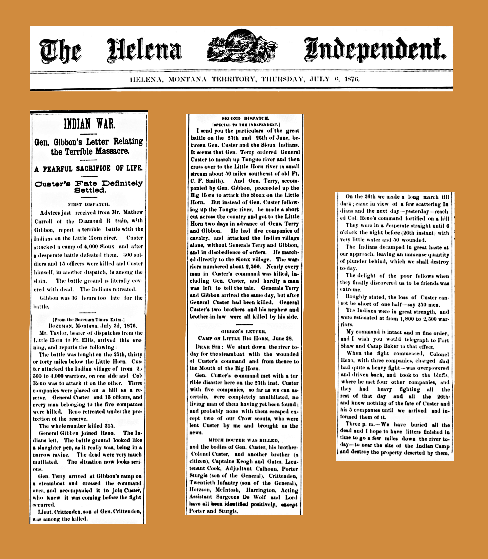 Newspaper: Report of General Custer's Death